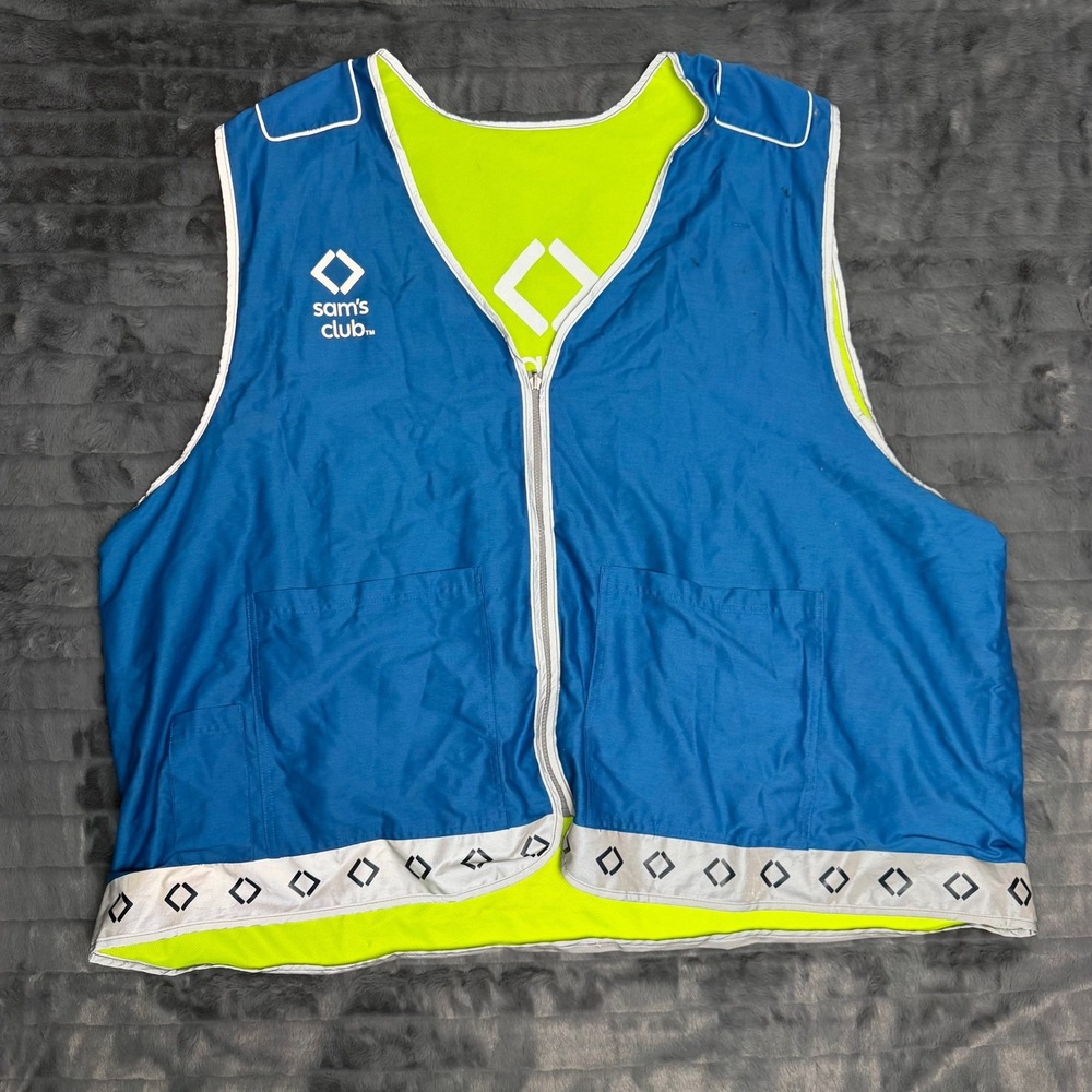 Sams Club Reversible Safety Vest Blue Hi-Vis Yellow Reflective 7XL SC2022 Mens